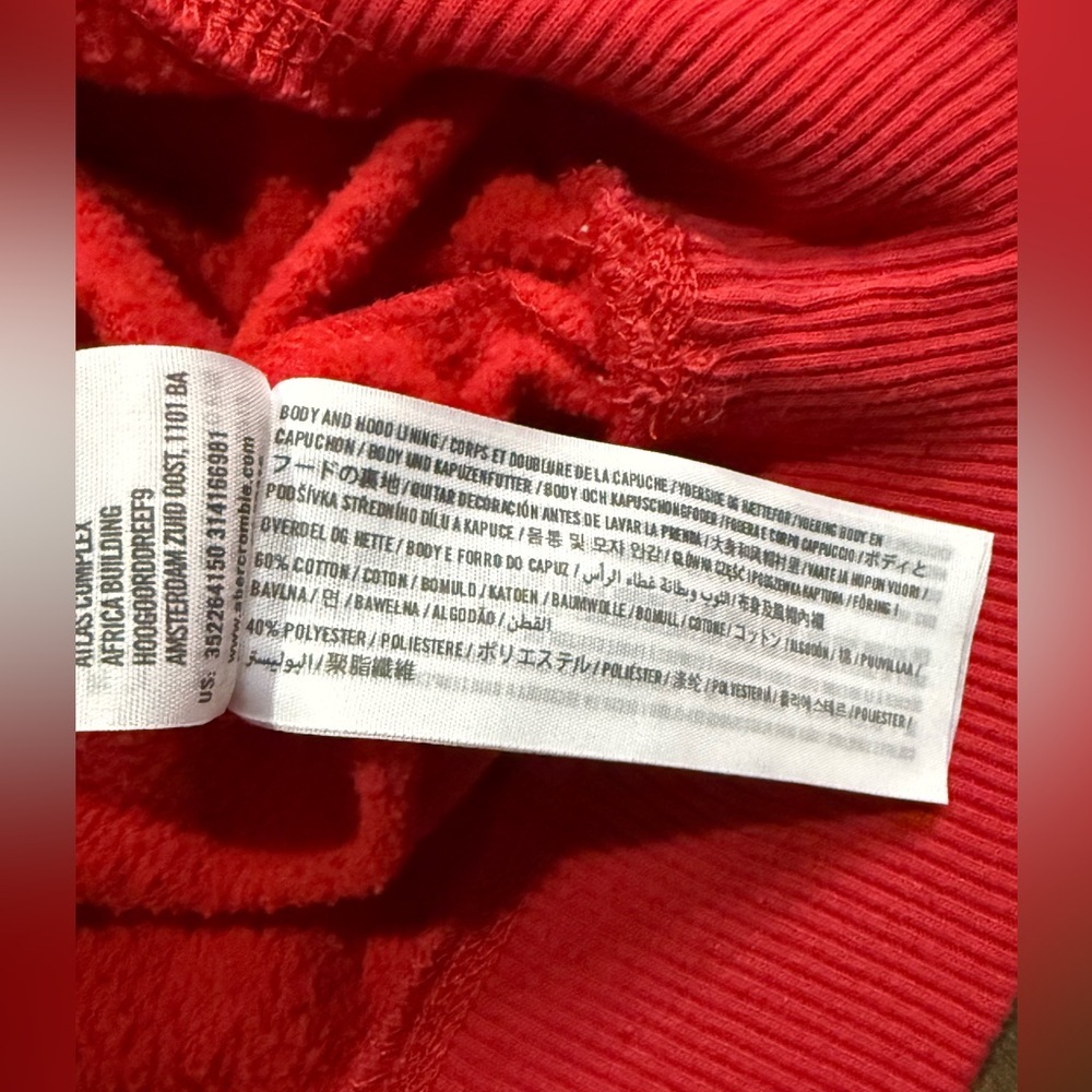 Hollister Co. Women's Script Logo Red Hoodie Sweatshirt Size Large Y2K Style - Picture 5 of 7